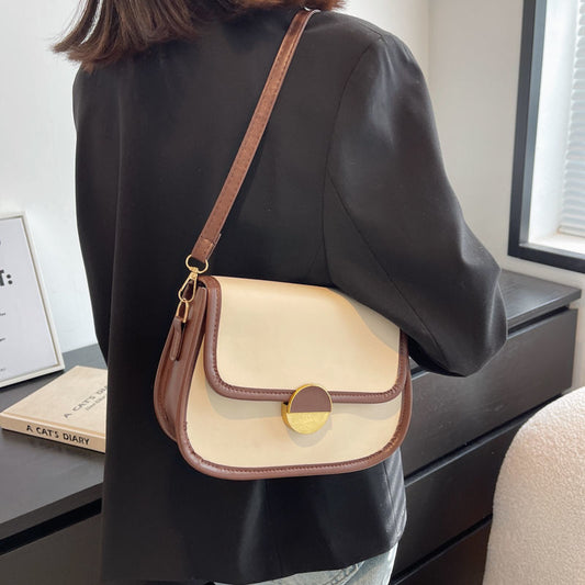 Trendy og moderigtig skuldertaske farvekontrast enkel crossbody