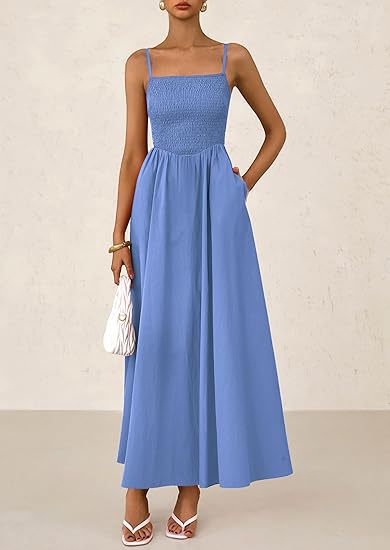 Ruched Tank Top With Thin Straps And A Pocketed Dress
