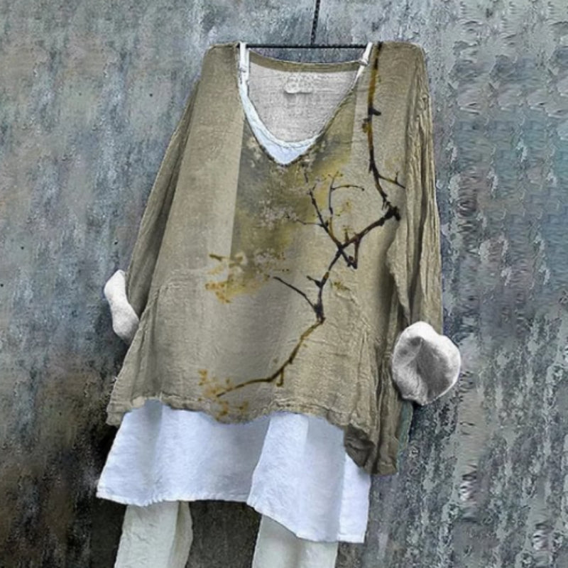 Women's Oat Casual Loose Fit Round Neck Short Sleeve Top