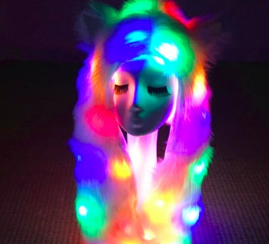 Warm Animal Cap with Scarf Gloves LED