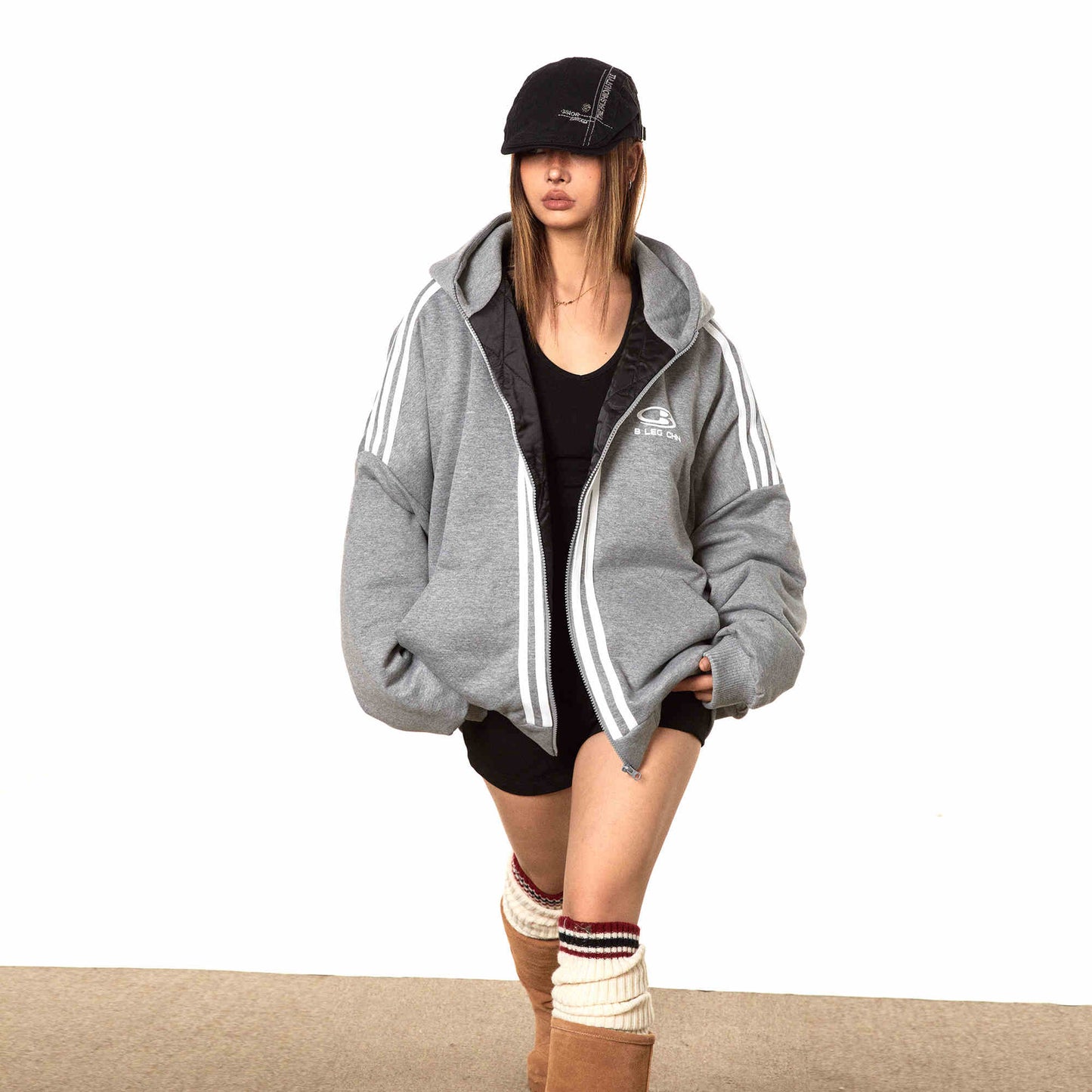 Retro Sports Hooded Cotton-padded Jacket Women's Loose Casual Cotton-padded Clothes