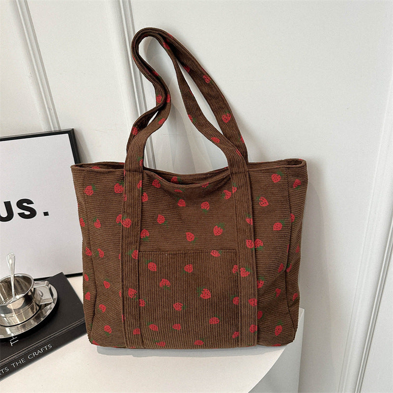 Portable Tote Bag Large Capacity Beautiful Simple Fashion Preppy Style Casual Cool Shoulder Bag