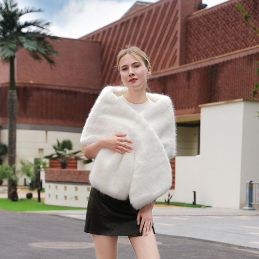 Autumn And Winter New Imitation Fur Waistcoat Cross Scarf