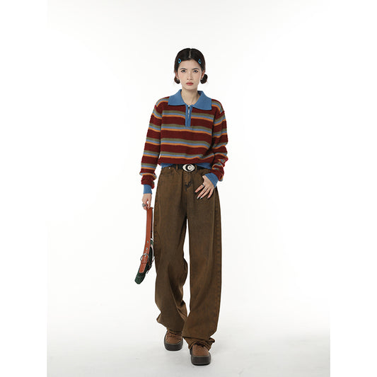 Retro Brown Jeans For Women