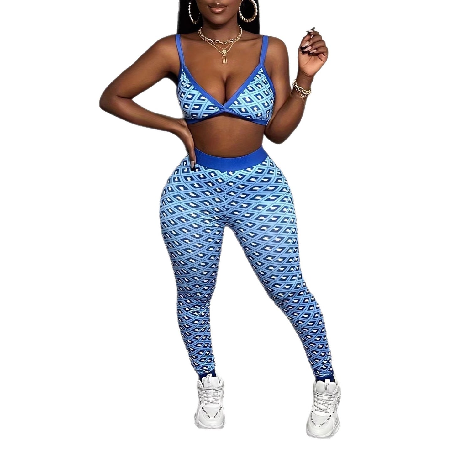 Vest And Pants Fashion Sports Suit Printed Two-piece Set