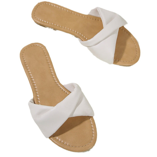 Alsidige flade damesandaler til strandferien i store størrelser