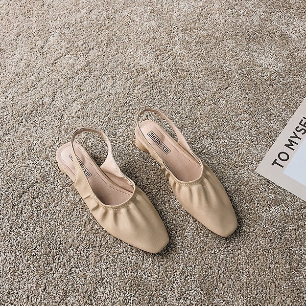 Retro round low heel shoes
