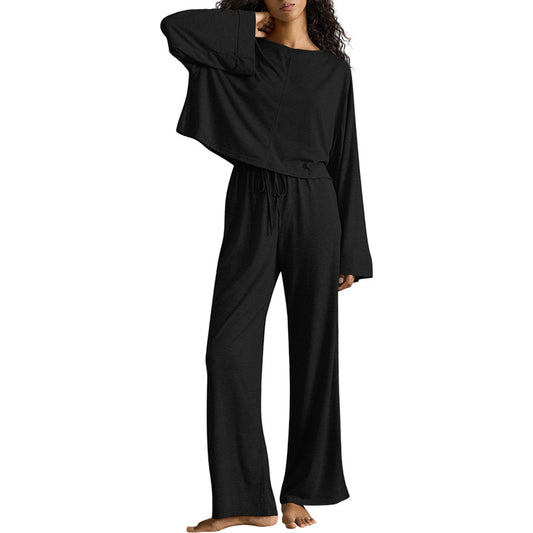 Women's Batwing Sleeve Top And Trousers Lazy Casual Homewear Suit