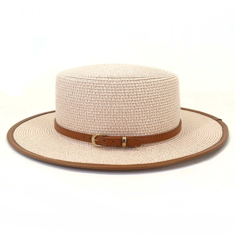 Belt Buckle PU Covered Sun Hat Ladies Protection