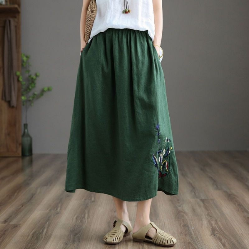 Summer Retro Women's Cotton And Linen Skirt