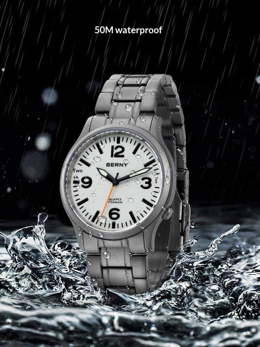 Bernie Mens Waterproof Highly Luminous Titanium Alloy Quartz Watch