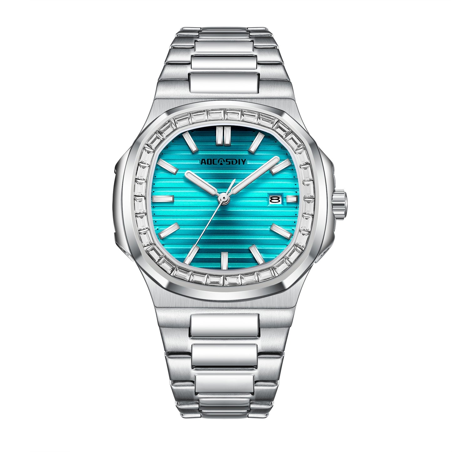 Men's Fashion Diamond Luminous Quartz Watch Waterproof Steel Belt