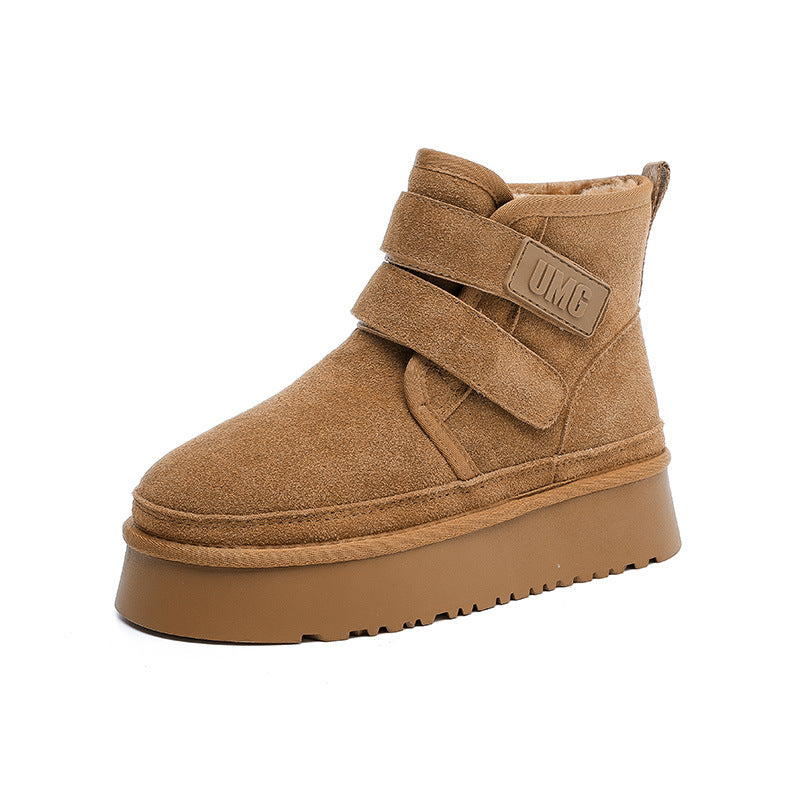 Genuine Leather Snow Female Short Non-slip Cotton Boots