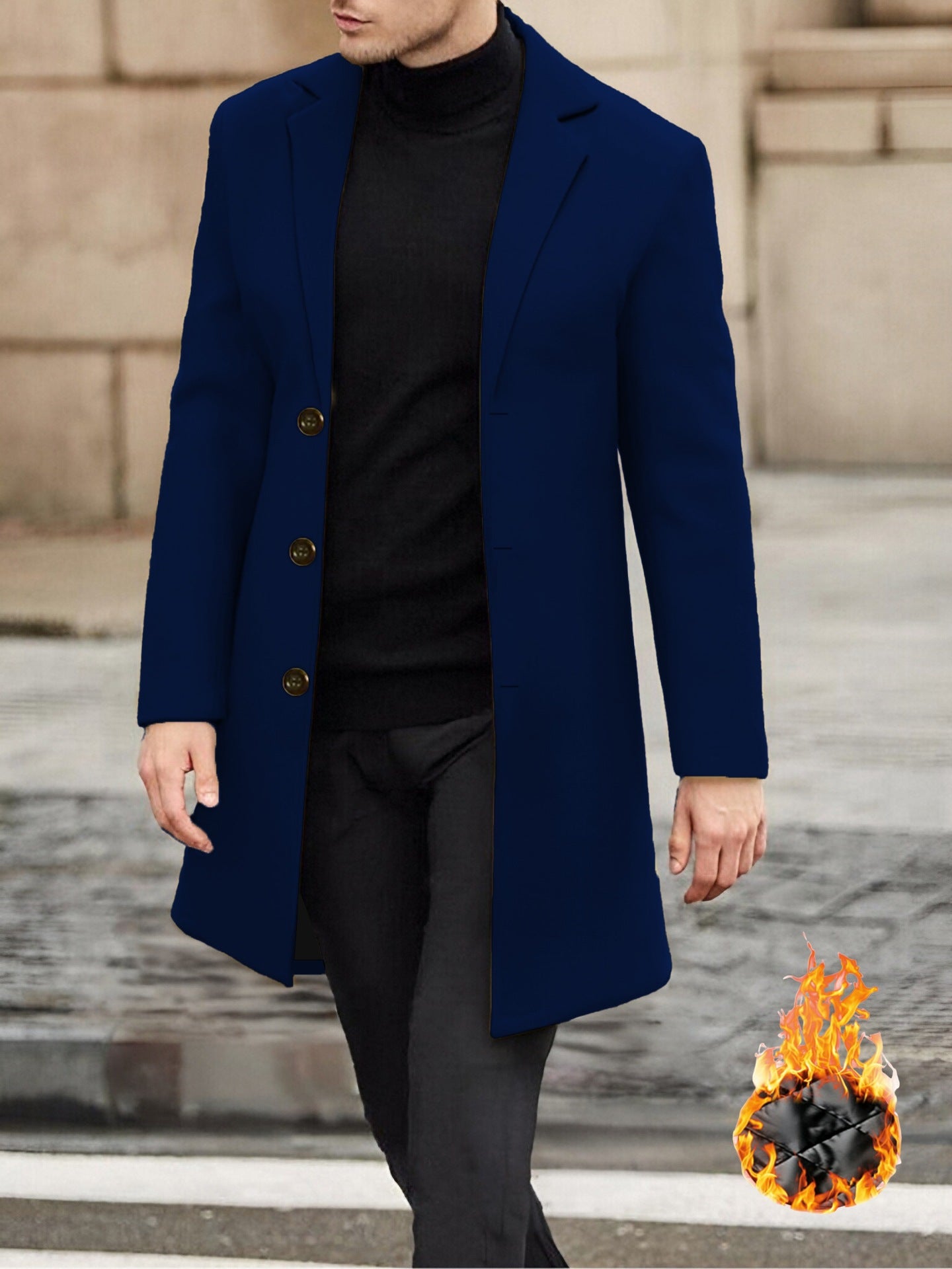 Single Breasted Lapel Windbreaker Woolen Coat