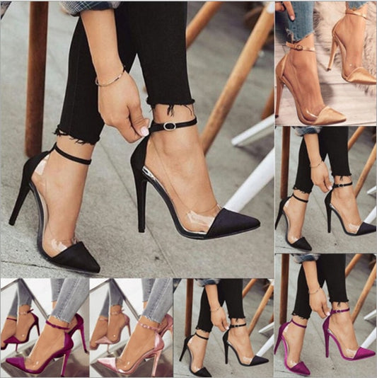 Cotton sandal toe Strap shoes high heels