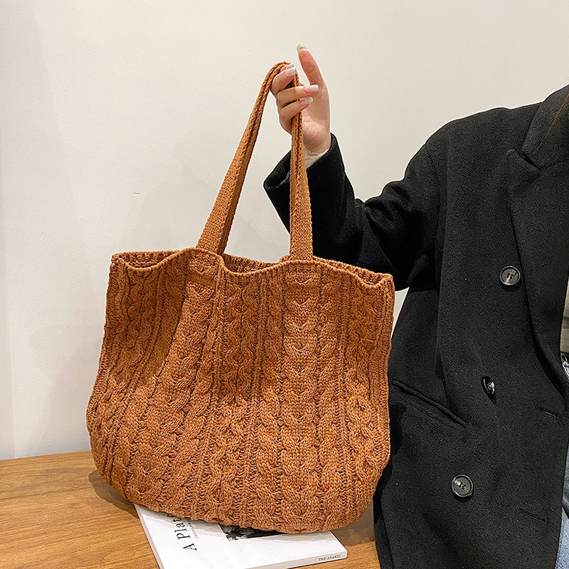 Vintage Fried Dough Twist Knitting Bag Casual Tote