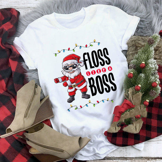 Christmas T-shirt Women's Summer Plus Size With Short Sleeves