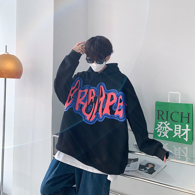 Fashion Print Hoodie Jacket Loose Sweatshirt