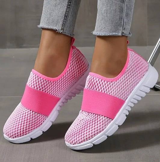 Breathable Mesh Flats Sports Walking Shoes Candy Color Sneakers