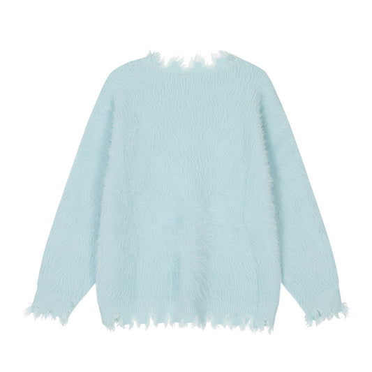 Flower Print Loose Sweater Bottoming Men