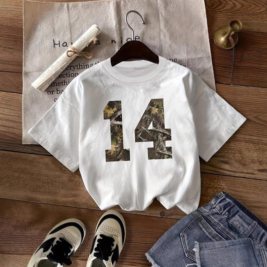 Digital Bow-tie American Retro Loose Short-sleeve Top