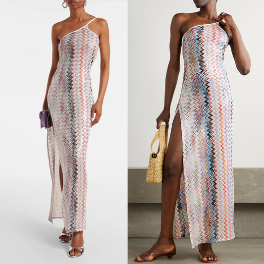 Off-Shoulder Printed Loose-Fit Resort Party Dress
