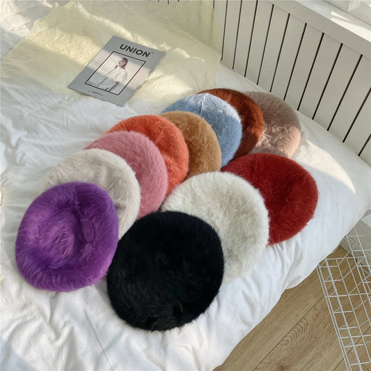 Puffy Fluffy Rabbit Plush Beret Female Filler