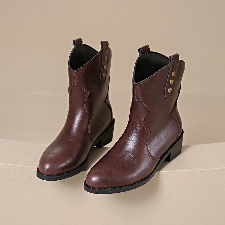 Women's Mid Heel Pointed Toe Platform Ankle Boots
