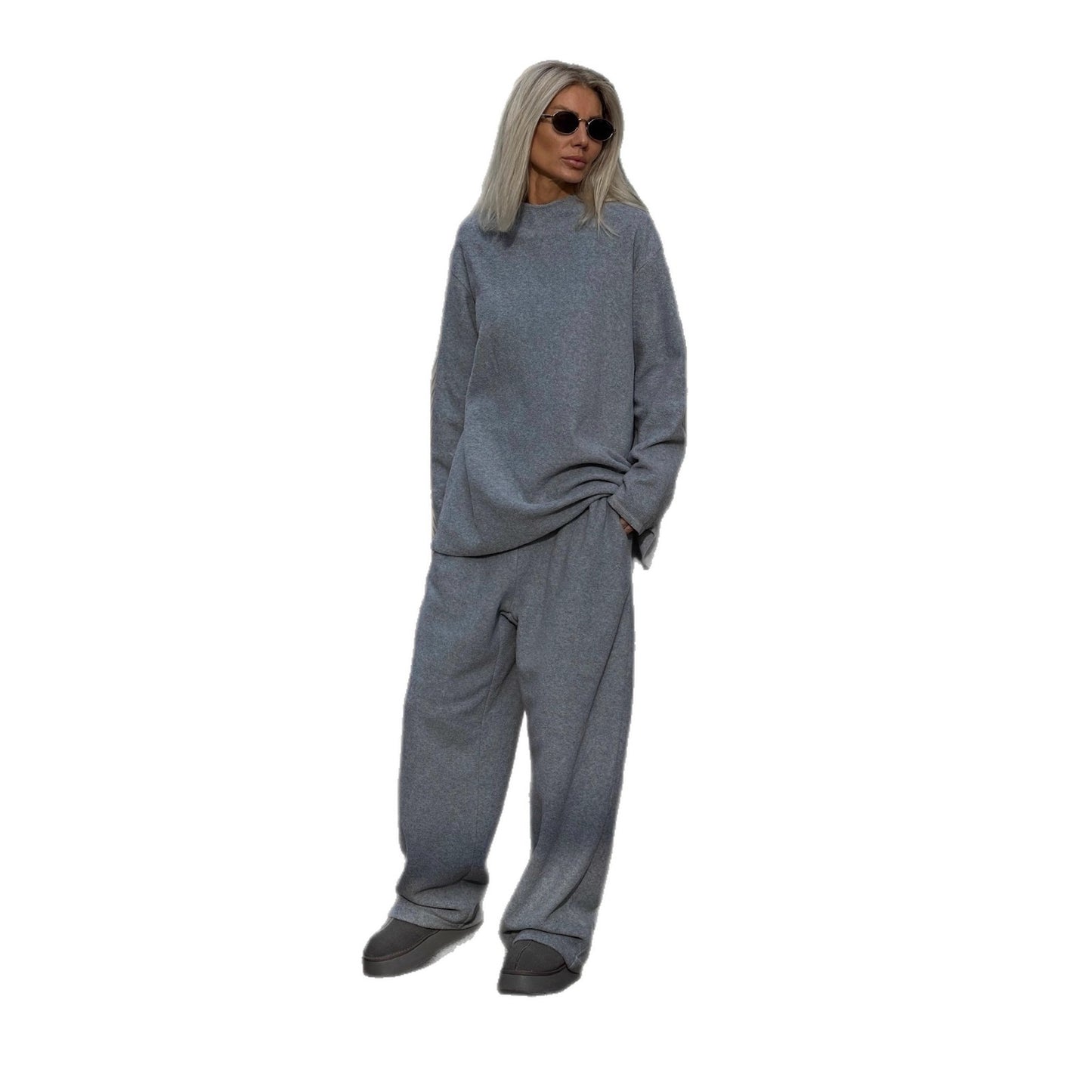 Sweater Wide-leg Draped Pants Women's Clothing