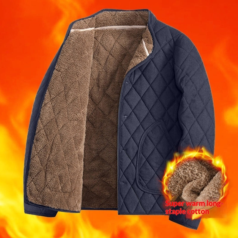 Men's Fleece-lined Thick Cotton-padded Jacket
