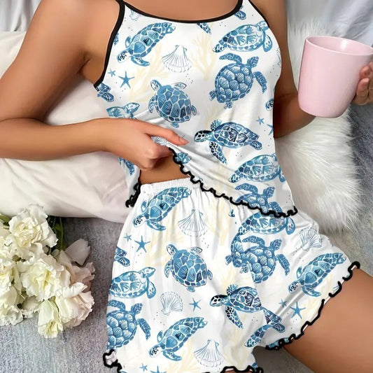 Mature-style Printed Cami Pajama Pants For Women