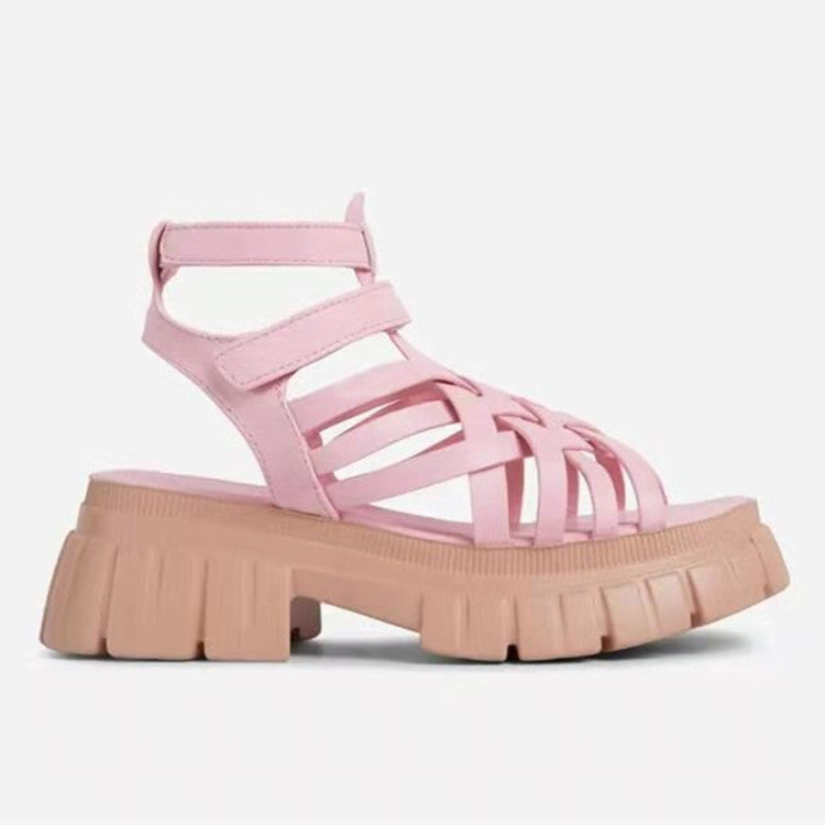 Large Size Sandals Women's Sponge Cake Thick-soled Velcro