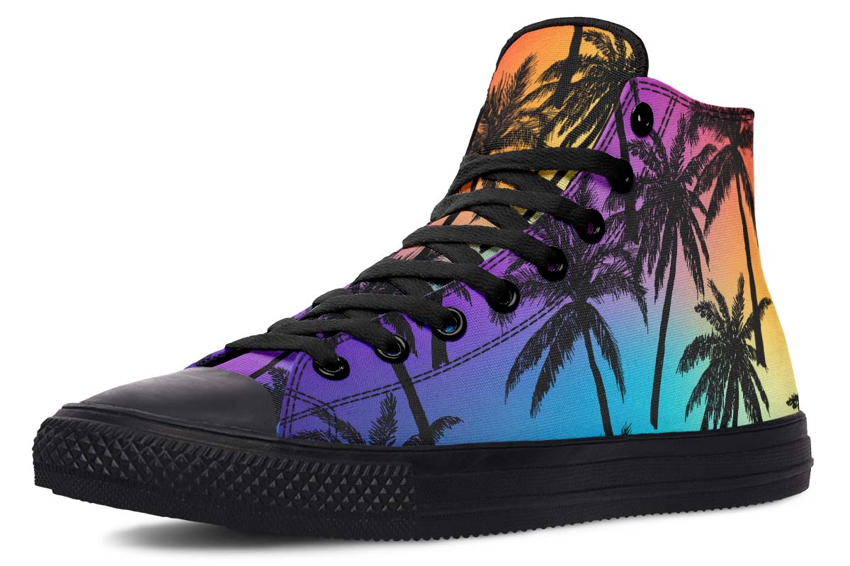 Men's And Women's Fashion Color Printing High-top Canvas Shoes