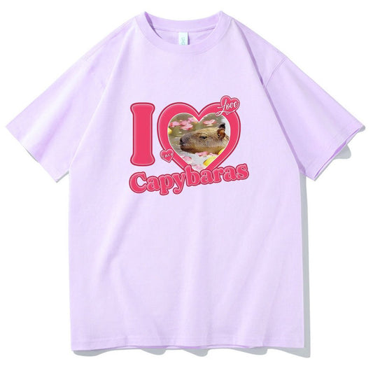 Herre Fritid I Love Capybara Kortærmet Print T-shirt