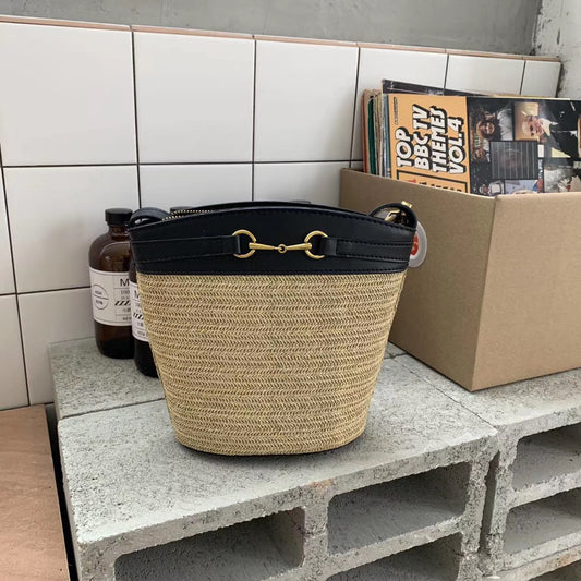 Crossbody straw bag