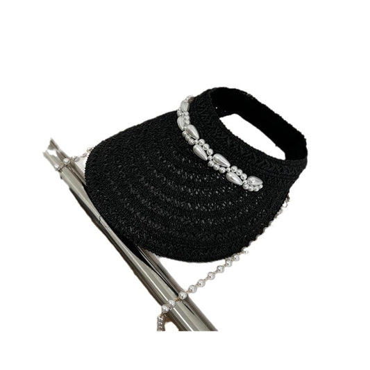 Handmade Pearl Chain Topless Hat Crossbody Outdoor