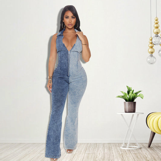 Women's Fashionable Denim Jumpsuit With New Washing Technology