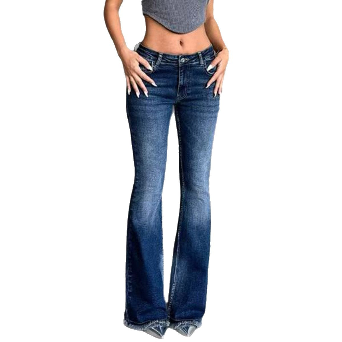 American Style Nostalgic Hot Girl Bell-bottom Pants All-match Stretch Slim Fit