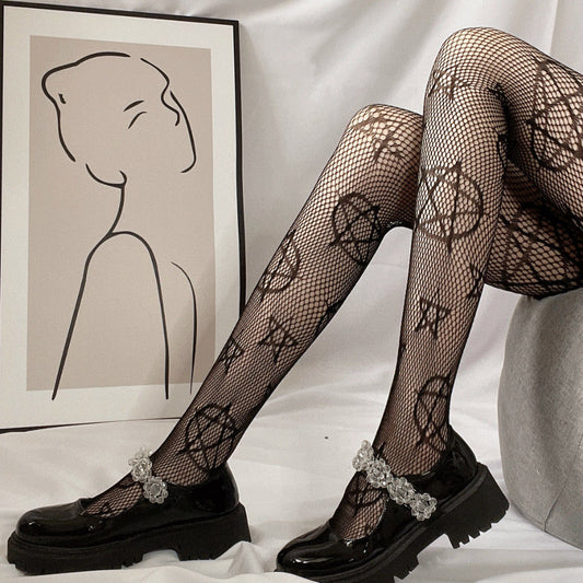 Magic Five-pointed Star Hollow Fishnet Socks Female
