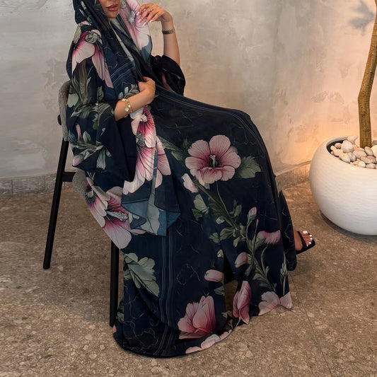 Middle Eastern Printed Robe-cardigan Headscarf Dubai
