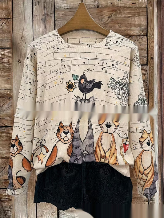 Strikket Stribet Sweater til Kvinder Efterår og Vinter Ny Stil