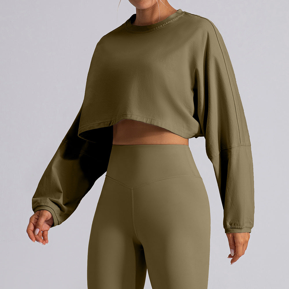 Rundhalset Sweater T-shirt Kort Sports Yoga Løbe Langærmet Top