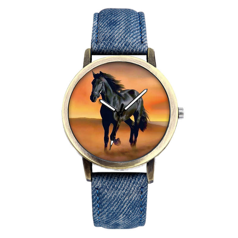 Fashion Quartz Watch Charm Denim Strap for Men