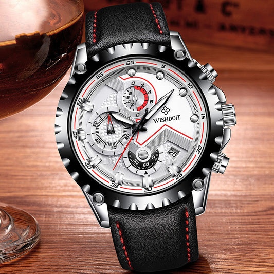 Men's quartz wrist watch with stainless steel belt