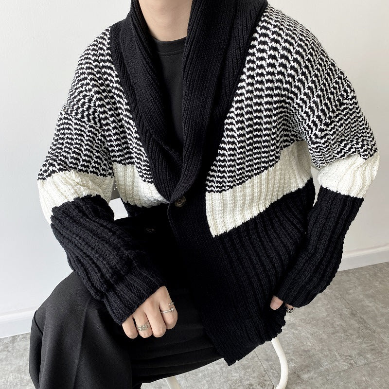 Contrast Coarse Wool Fried Dough Twists Knitting Sweater