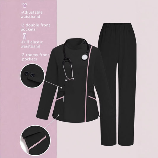 Black Small Stand-up Collar Long-sleeve Suit