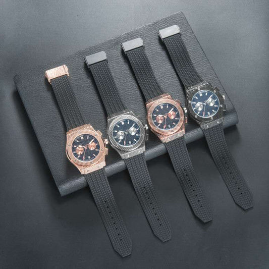 Glass mirror stainless steel watch