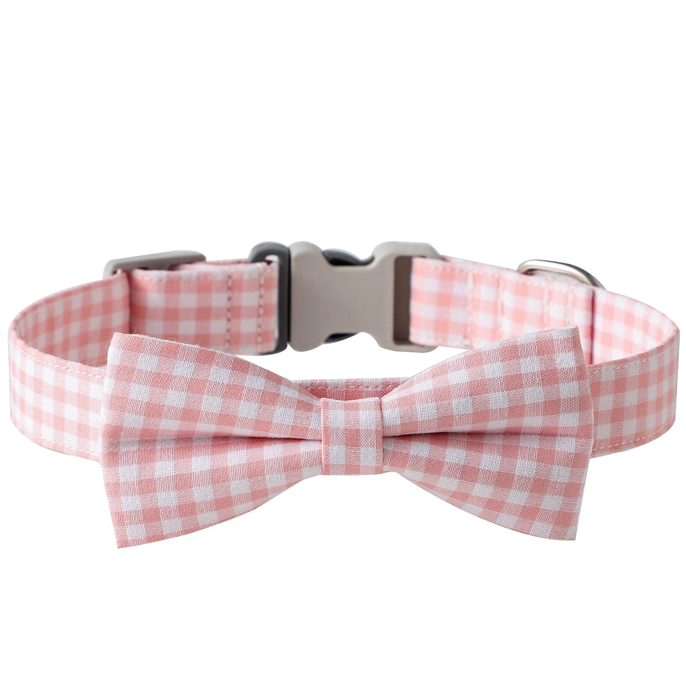 Checkered Dog Collar And Bow Tie In Multiple Colors