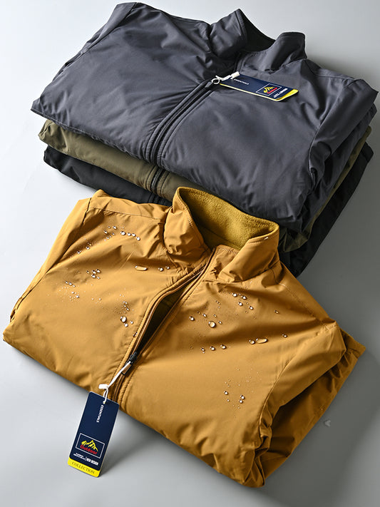 Men's Windproof Waterproof Velvet Warm Stand-up Collar Jacket