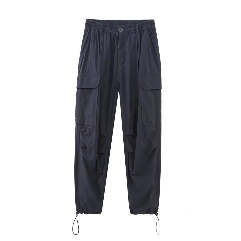 Lapel Short Sleeve Shirt Elastic Waist Casual Pants Suit